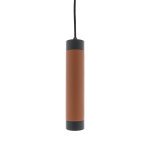 Uniq hanglamp 1x bruin leder – zwart dimbaar