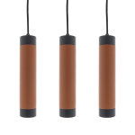 Uniq hanglamp 3x bruin leder – zwart dimbaar