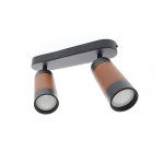 Uniq plafondspot 2x bruin leder - zwart kantelbaar dimbaar