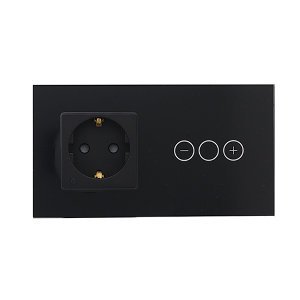 Novo Smart Touch zwart-glas LED dimmer en stopcontact combinatie compleet