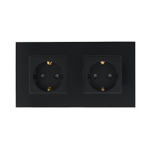 Novo Smart Touch zwart-glas dubbel LED stopcontact combinatie compleet
