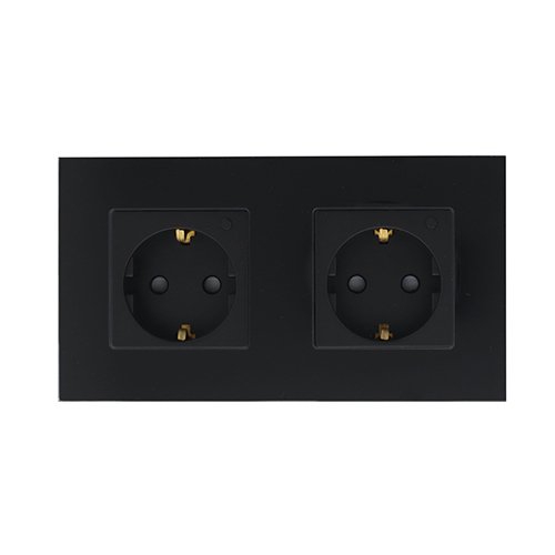 Rome Smart Touch zwart-glas dubbel LED stopcontact combinatie compleet