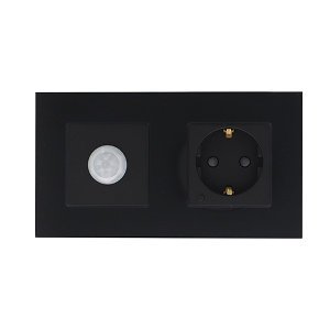 Novo Smart zwart-glas stopcontact en PIR sensor combinatie compleet