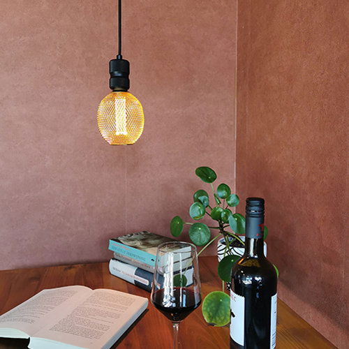 LED hanglamp E27 3.5Watt dimbaar globe 110mm goud-amber