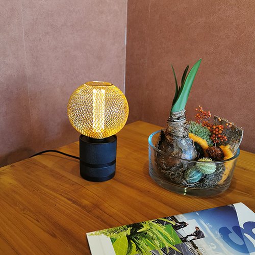 LED tafellamp E27 3.5Watt dimbaar globe 125mm goud-amber
