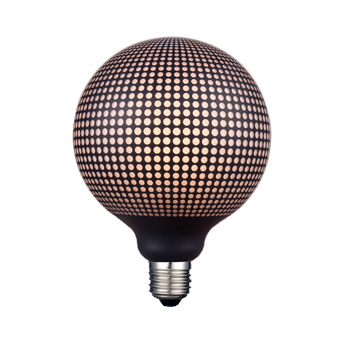 LED hanglamp E27 4Watt dimbaar globe 125mm stip amber
