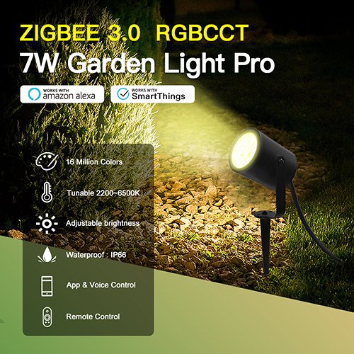 LED tuinspot 7Watt ZWART 220Volt IP65 RGB+CCT - Zigbee 3