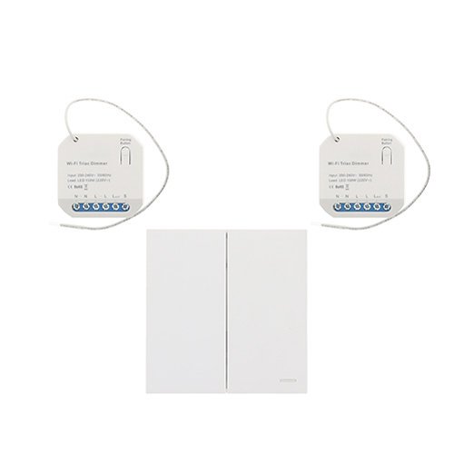 Wifi draadloos, dubbele micro dimmer module 150W + dubbele afstandsbediening WIT