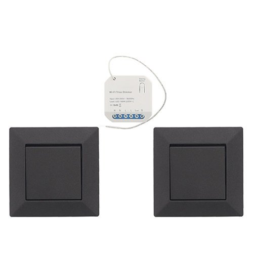 Wifi draadloos, micro dimmer module 150W dubbele puls-hotelschakel ZWART