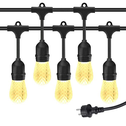 Arena LED Prikkabel - Kristal - IP65 Lichtsnoer Buiten - koppelbaar - Lampjes Slinger - inclusief 10x E27 lampen