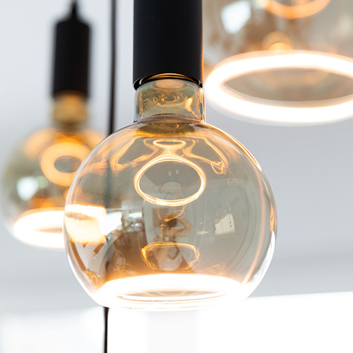 Floating LED Globelamp | Goud | Grote fitting E27 5W | Ø12,5cm | Amber | Dimbaar