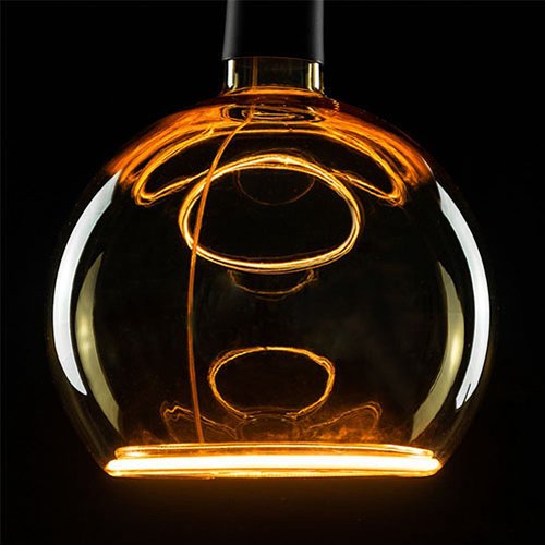 Floating LED Globelamp | Goud | Grote fitting E27 5W | Ø12,5mm | Amber | Dimbaar