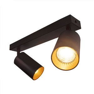 LED plafondspot mat zwart - goud - 2 verstelbare spots - GU10 aansluiting