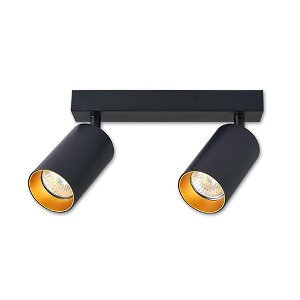 LED plafondspot mat zwart - goud - 2 verstelbare spots - GU10 aansluiting