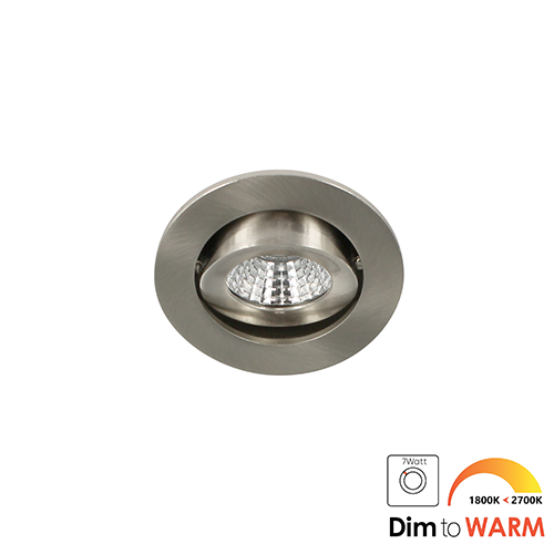 LED mini spot kantelbaar 5Watt rond NIKKEL IP54 dimbaar - dim to warm