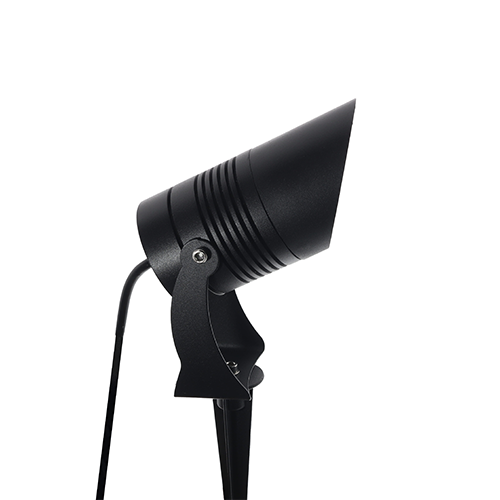 LED mini gevelspot - prikspot met kap 7Watt ZWART 220Volt IP65 warm wit