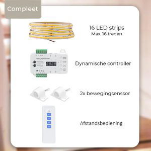 Luxe LED Trapverlichting set met bewegingssensor - Warm Wit Licht - voor max. 16 treden - met afstandsbediening