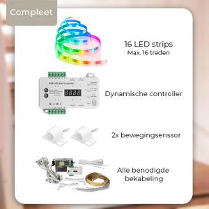 Luxe LED Trapverlichting set met bewegingssensor - RGBW - multi color - voor max. 16 treden