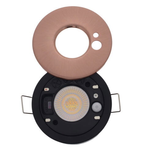 LED PIR inbouwspot IP65 waterdicht met bewegings sensor 6Watt rond KOPER én dimbaar